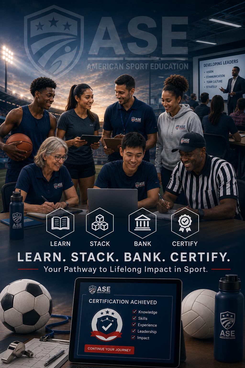 ASE learn, stack, bank, and certify pathway